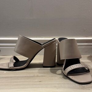 Sol Sana Taupe Studded Block Heel Mules
